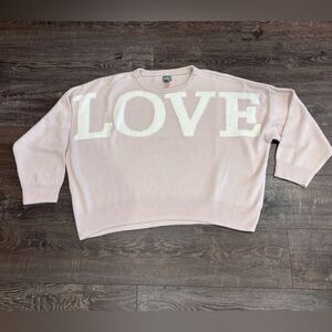 SOHO STREET New York & Co LOVE Sweater - oversized in Pink
